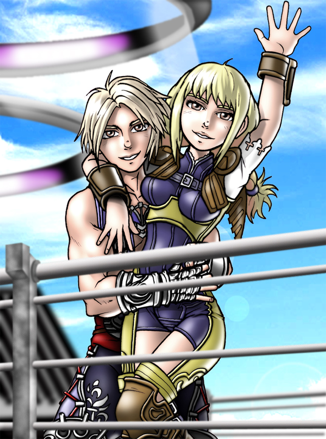 Vaan &amp; Penelo on the Airship by Cerberus_Lives