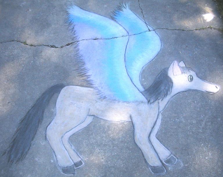A Chalk Drawing of a Pegasus by CeruleanPaint