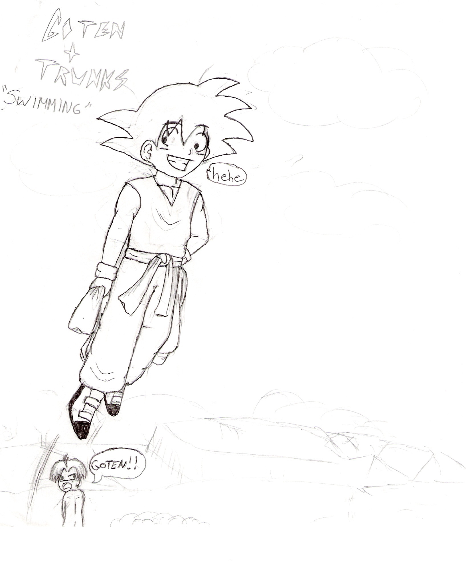 goten and trunks "swimming" by Chanika