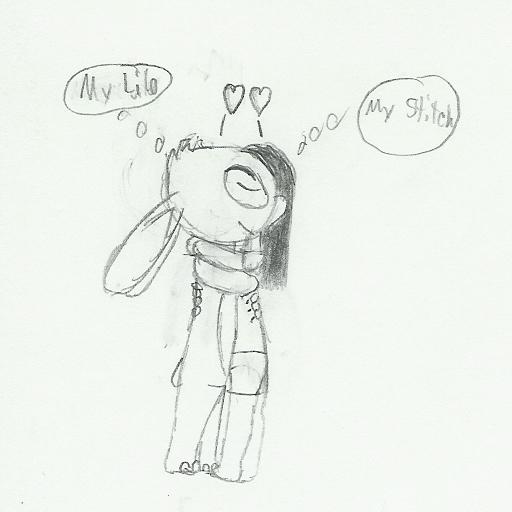 Lilo and Stitch hugging by CharonTheSabercat