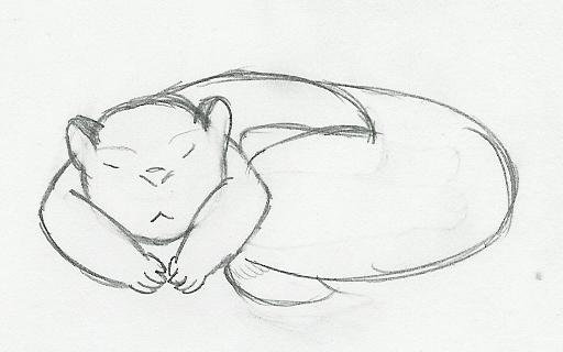 Sleeping Fox-Tailed Thing by CharonTheSabercat