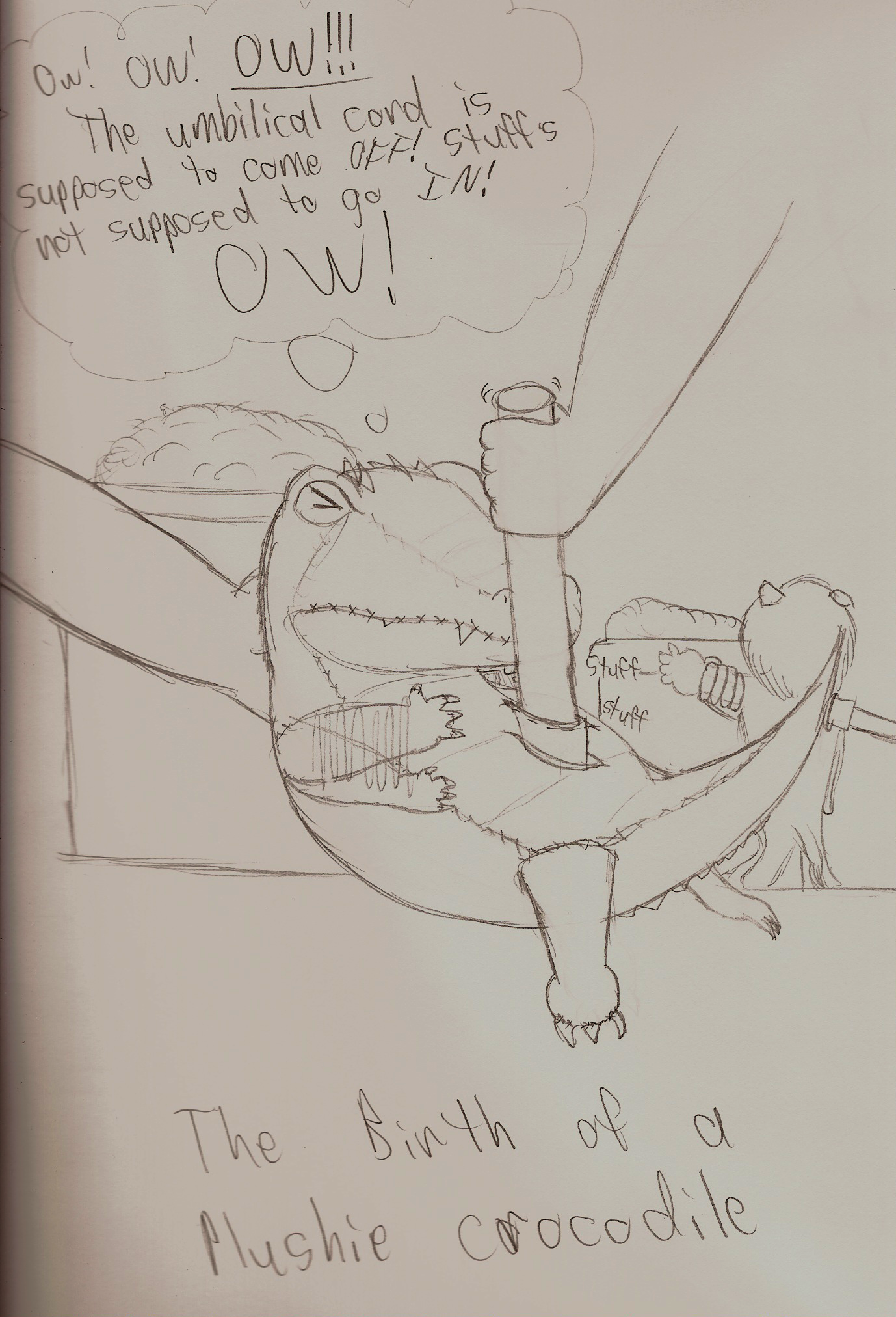 Rough Cartoon: Birth of a Plushie Crocodile by CharonTheSabercat