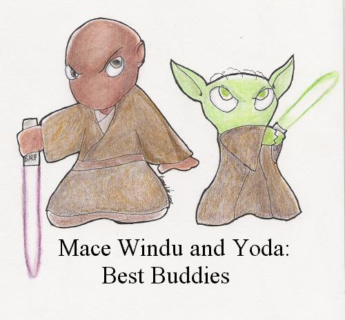 Best Friends Mace Windu and Yoda by Chasca
