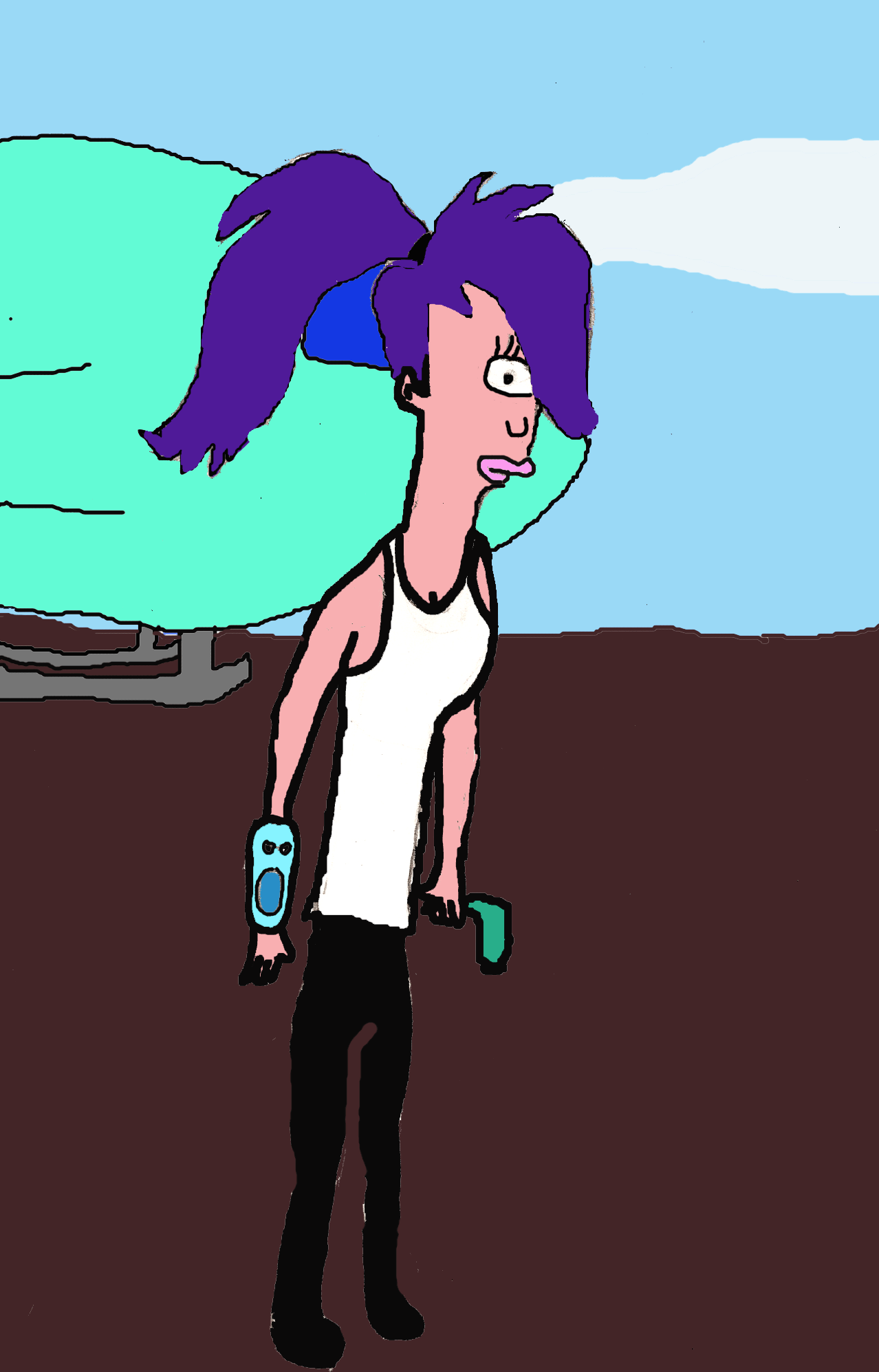 Leela with spaceship by Cheesecow