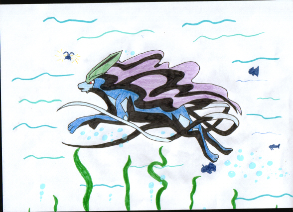 Suicune swiming by Cheetah-blader