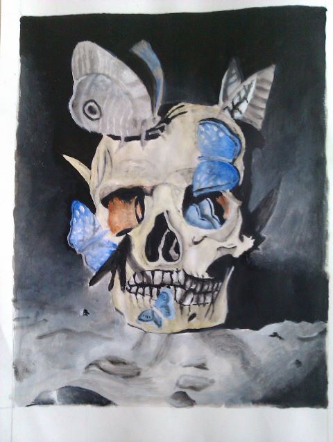 Skull and butterflies by Chelsea93roc