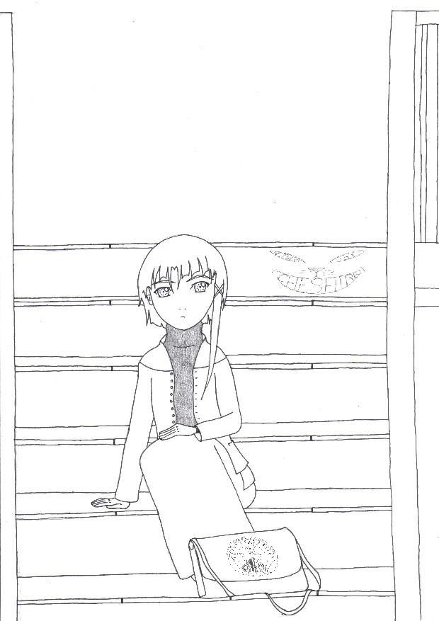 Lain on some stairs by Cheshire_Cat