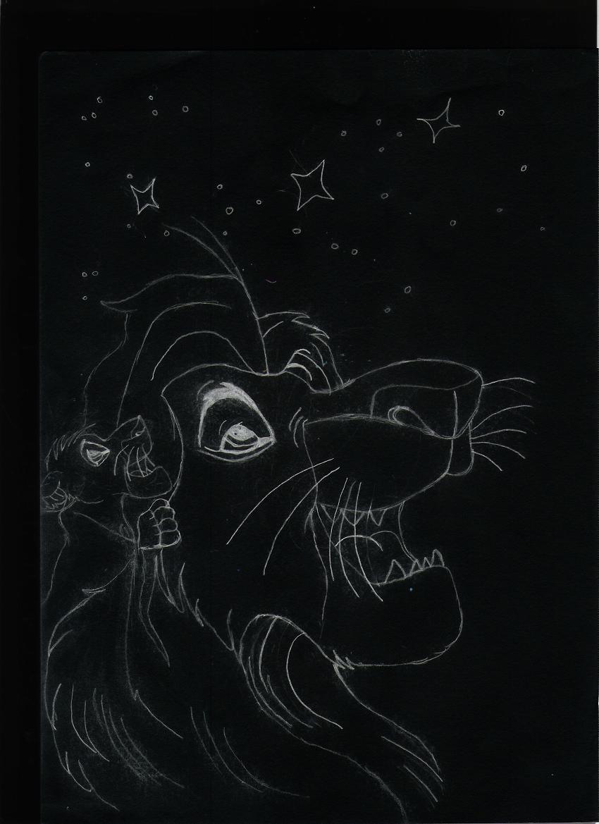 Mufasa and Simba gazing at the stars *inverted col by Chiaki