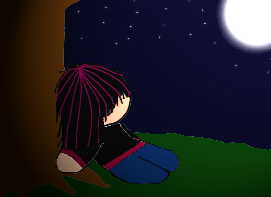 my emo girl sitting in the moonlight by ChibiChocolate