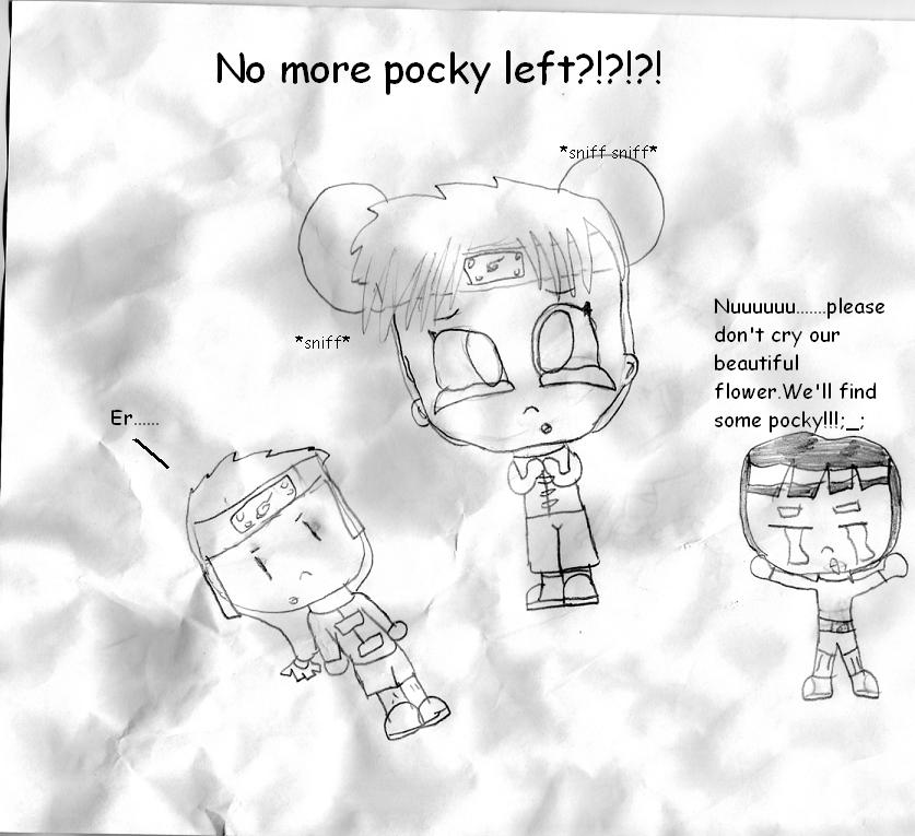 No More Pocky Left?!?(Line art) by Chibi_Sorceress