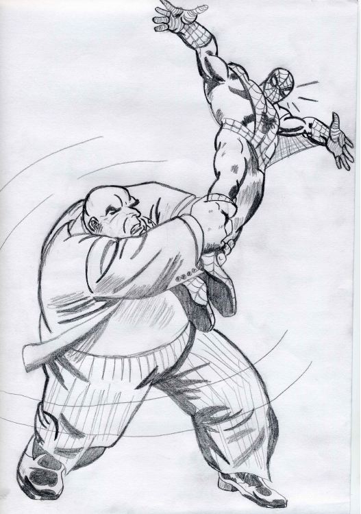 Spider-man vs. The Kingpin by Chibodee