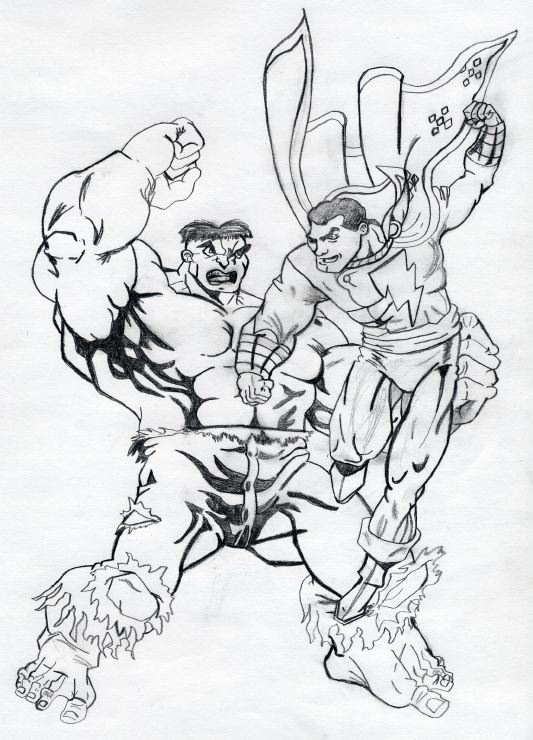 Hulk vs. Shazam by Chibodee