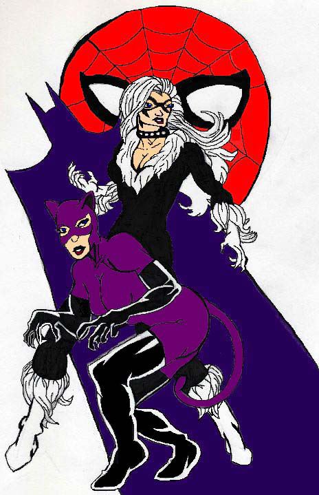 Black Cat and Catwoman *COLORED* by Chibodee