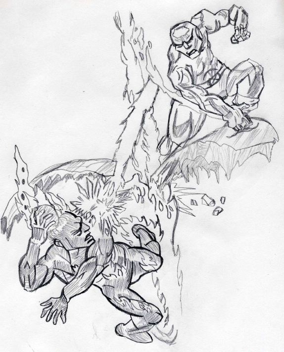 The Human Torch vs. Iceman by Chibodee