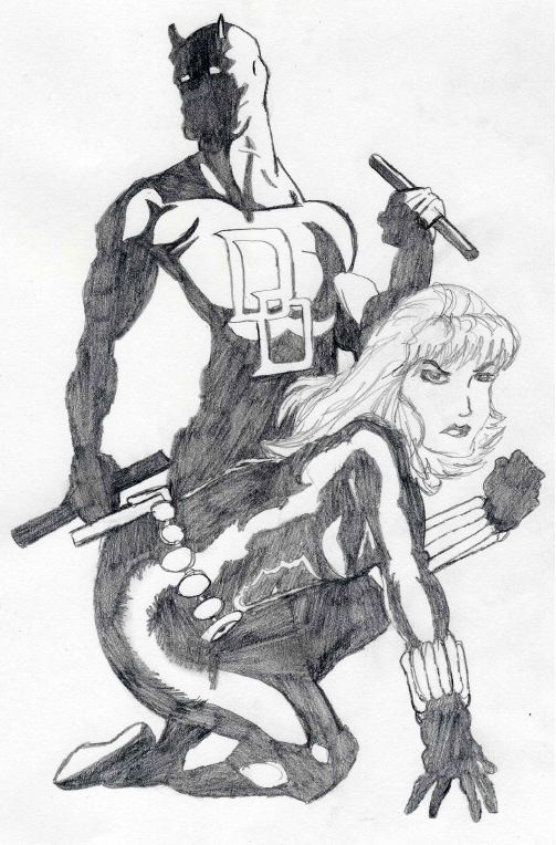 Daredevil and Black Widow by Chibodee
