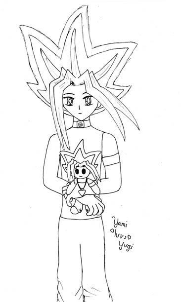"My Yugi!" Yami holding a Yugi plush by Chigiri