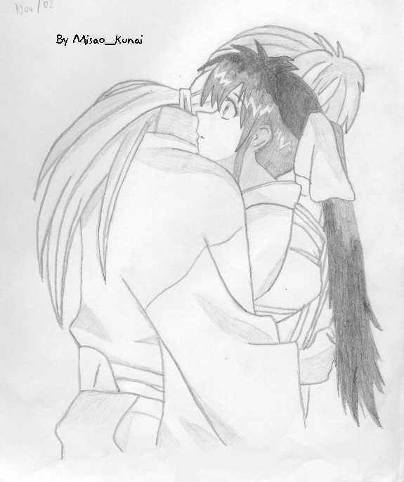 Kenshin hugging Kaoru ToT by Chizuru_chibi