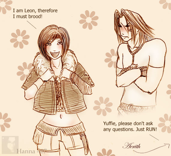 But Yuffie could never brood - now with flowers! by ChocolateCappuccino