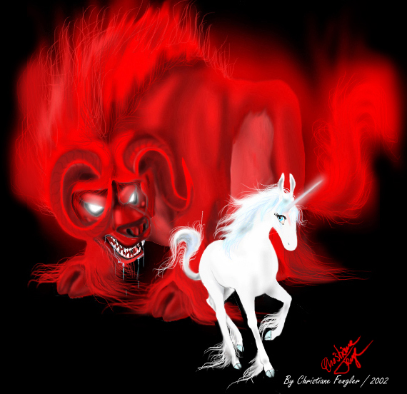 The last Unicorn an the red bull by Christiane