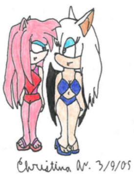 Amy and Rouge In Their Swimsuits by Christina_the_Goldenfox