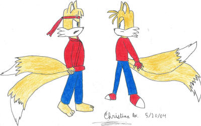 Uh-oh, Tails and Kitsune Meet by Christina_the_Goldenfox