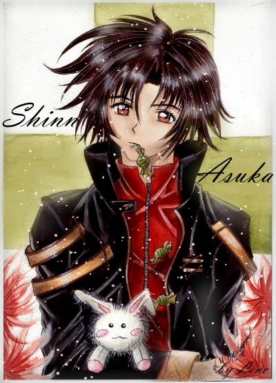 Shinn - with a ugly bunny  - yes it's a bunny by Christmas