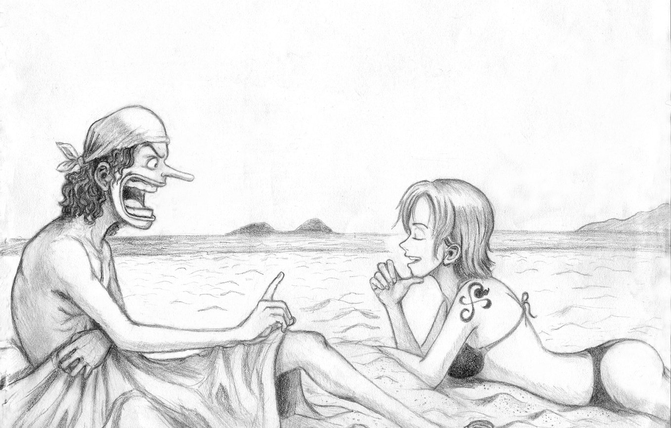 Usopp and Nami...haha by CosmicDebris