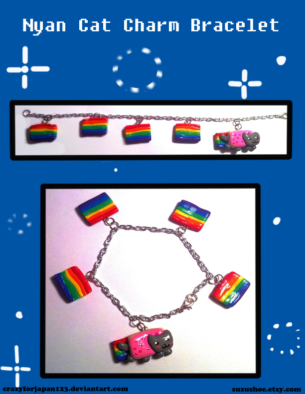 Nyan Cat Charm Bracelet by CrazyForJapan123