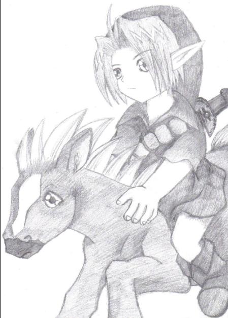 Young Link and Epona by CrazyPika