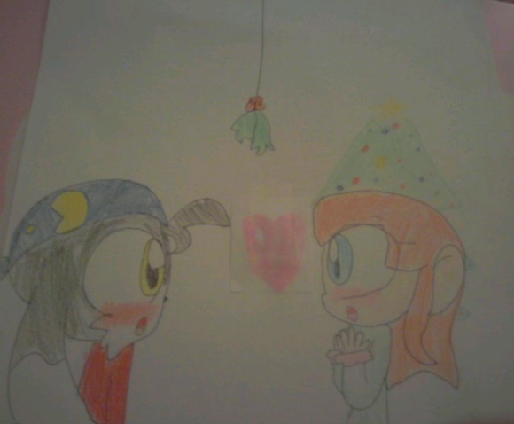 Klonoa and Lolo Under the Mistletoe by CreamandPoppufan166