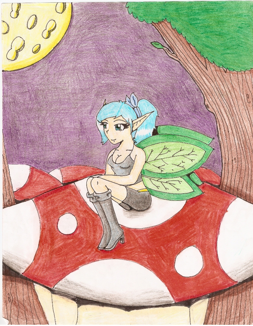 fairie on mushroom by CrystalKitsune357