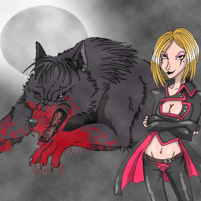 The vampire asasin and her  *dog* by Crystalvixon