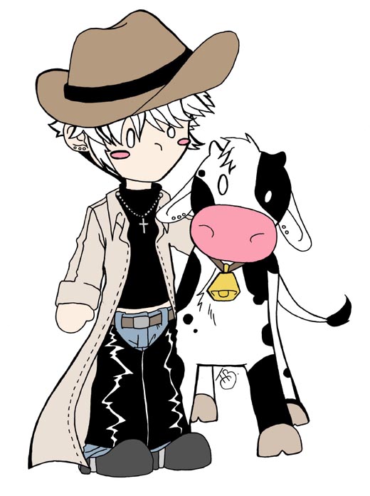 Chibbi Haru with cow ^^ by Cyber_Renegade
