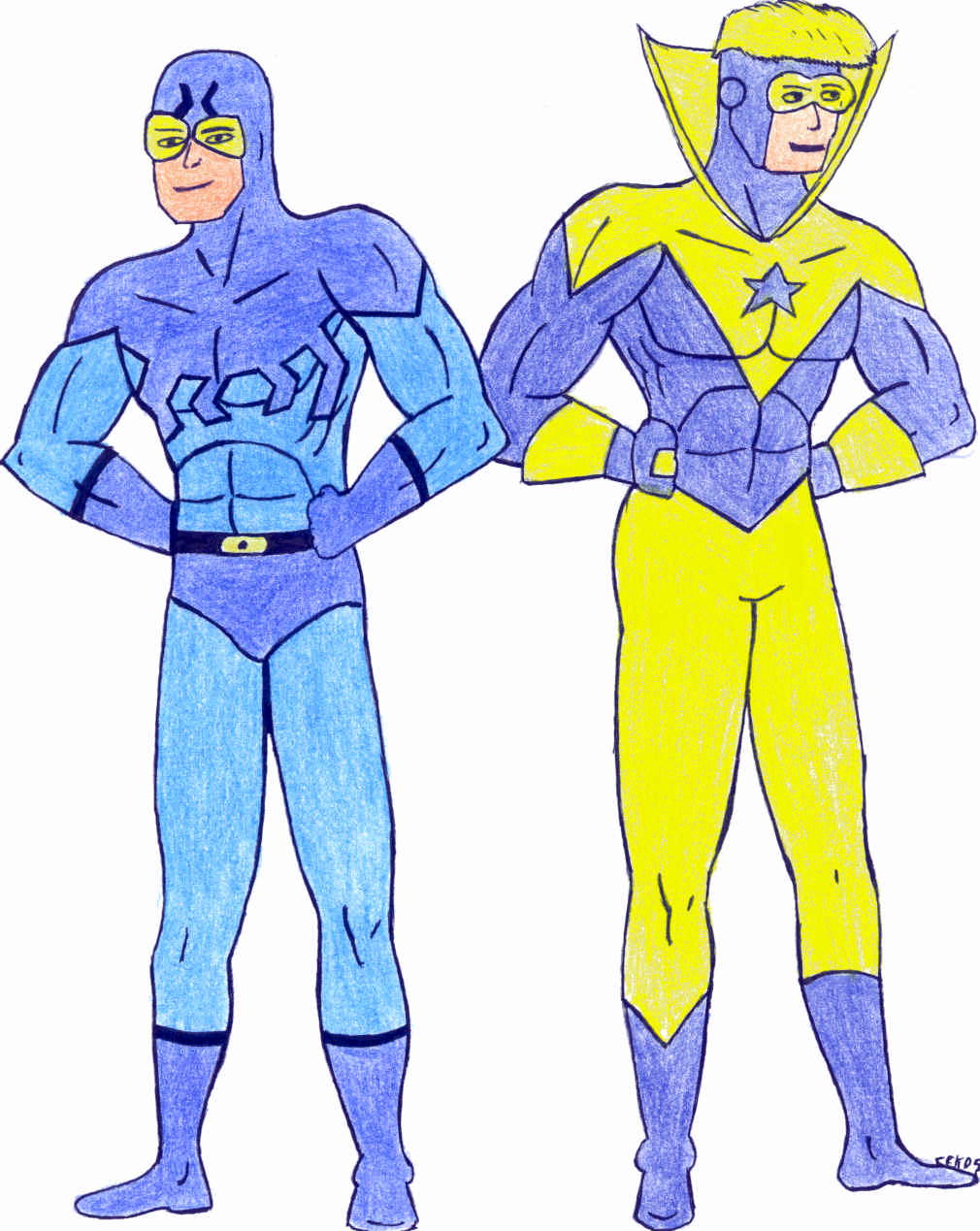 Blue Beetle and Booster Gold by calklais