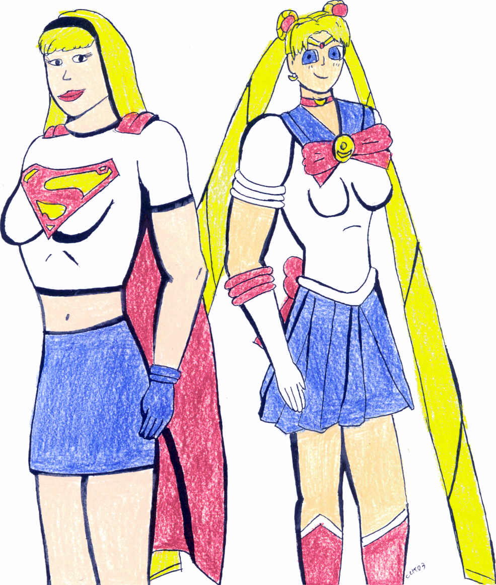 Supergirl and Sailor Moon by calklais
