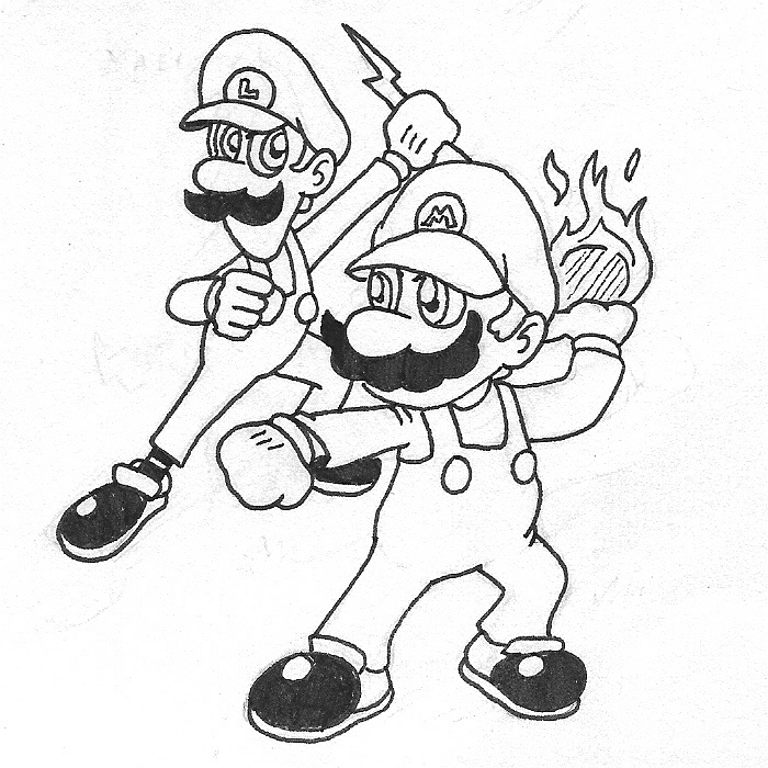 Mario & Luigi pose by cataquack