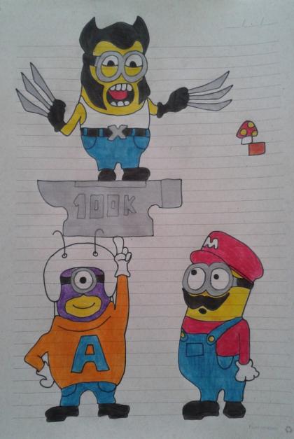 Minions Atom Ant, Wolverine and Mario by cavaloalado