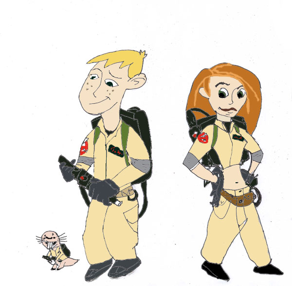 Kim and Ron as Ghostbusters by cheese3