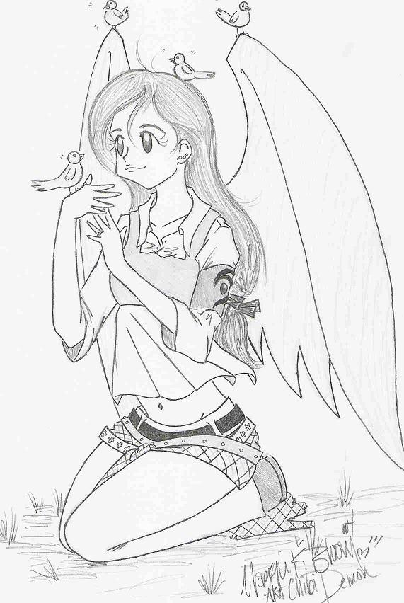 Saldena and the birds by chibi_demon