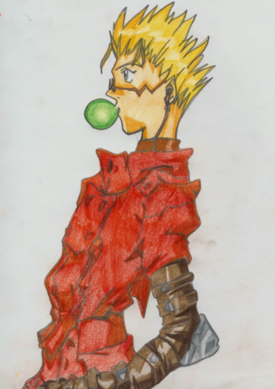 Vash blowin a bubble xD by clue_black_water
