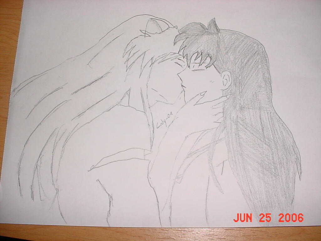 Inuyasha kissing Kagome (request for sasukesakura1 by cody-09