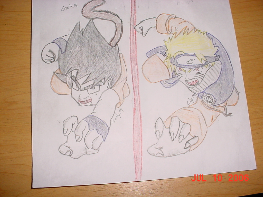 Goku and Naruto (colored) by cody-09