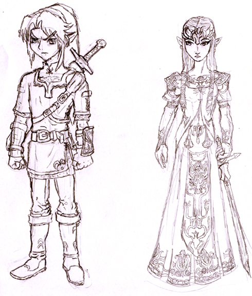 Link and Zelda sketches by comickid621