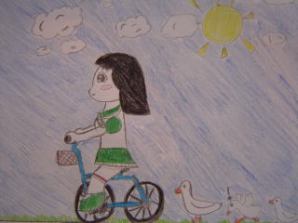 kagome on her bike by cookiemonster