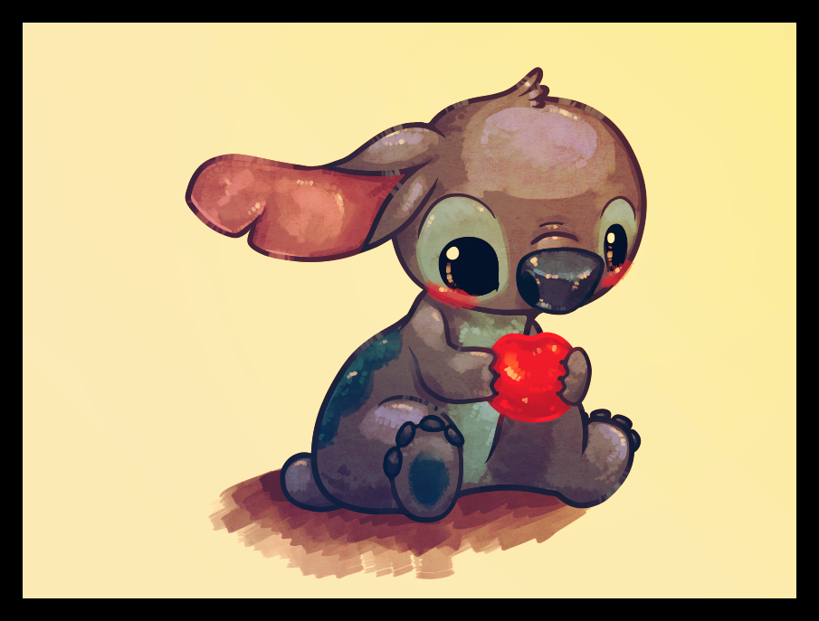 Stitch and an Apple by cottonboon