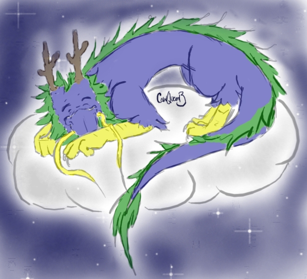 ..A weeeee little dragon sleeping on a cloud!!! by cowqueen13
