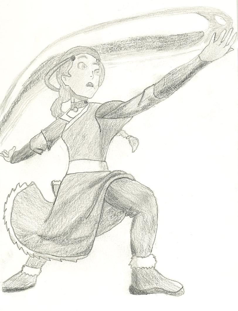 katara water bending by crazy-about-drawing