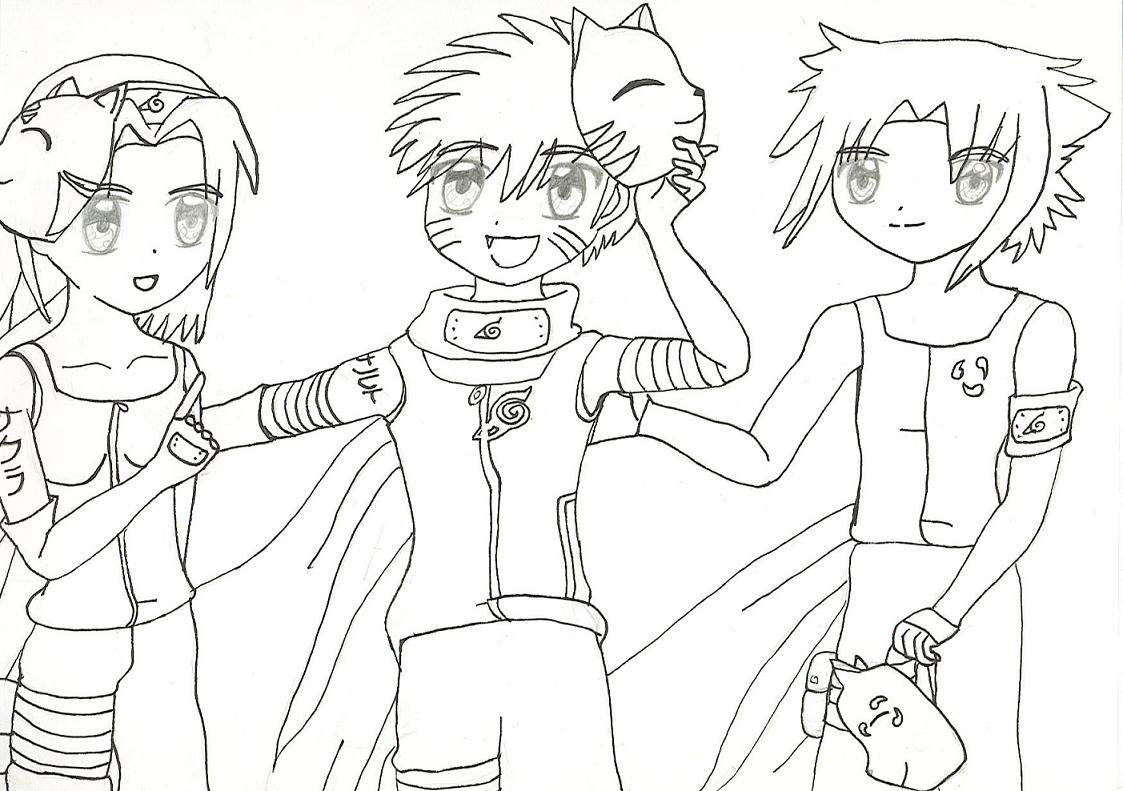 *anbu Sakura, Naruto, Sasuke by crazy-about-drawing