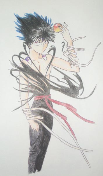 Hiei in colored pencil by crazy_like_a_fox