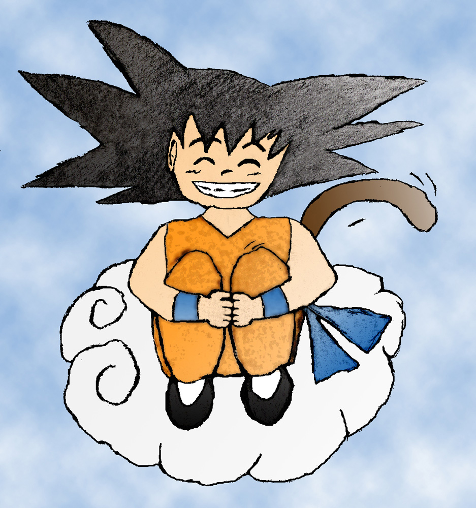 Goku on his cloud by cute_dragon